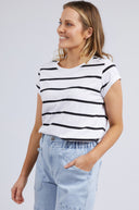 Manly Stripe Tee - White / Black