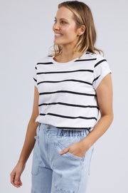 Foxwood II MANLY Stripe Tee - White / Black