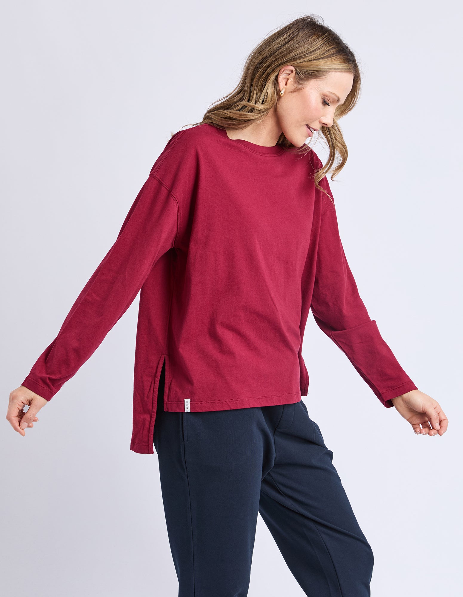 Elm Lifestyle II RENEE L/S Tee - maroon