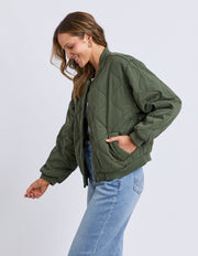 Elm Lifestyle II JEAN Quilted BOMBER Jacket - clover