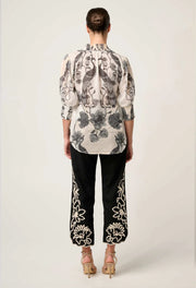 OnceWas II OLEANDER Placement Shirred Collar blouse