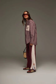 ARAMINTA JAMES II ALPINE Cotton Stripe Shirt - Red wine