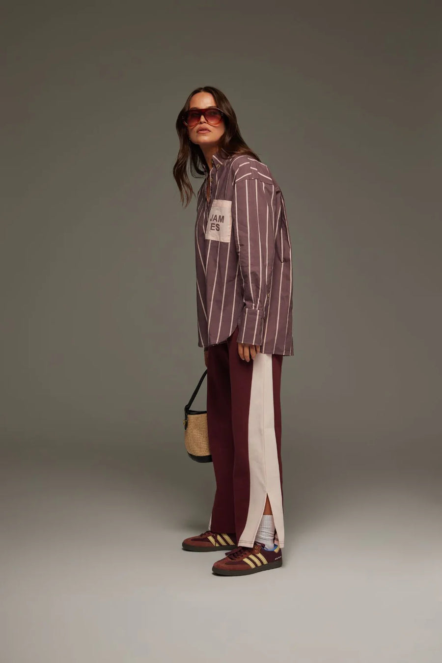 ARAMINTA JAMES II ALPINE Cotton Stripe Shirt - Red wine