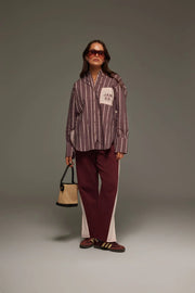 ARAMINTA JAMES II ALPINE Cotton Stripe Shirt - Red wine