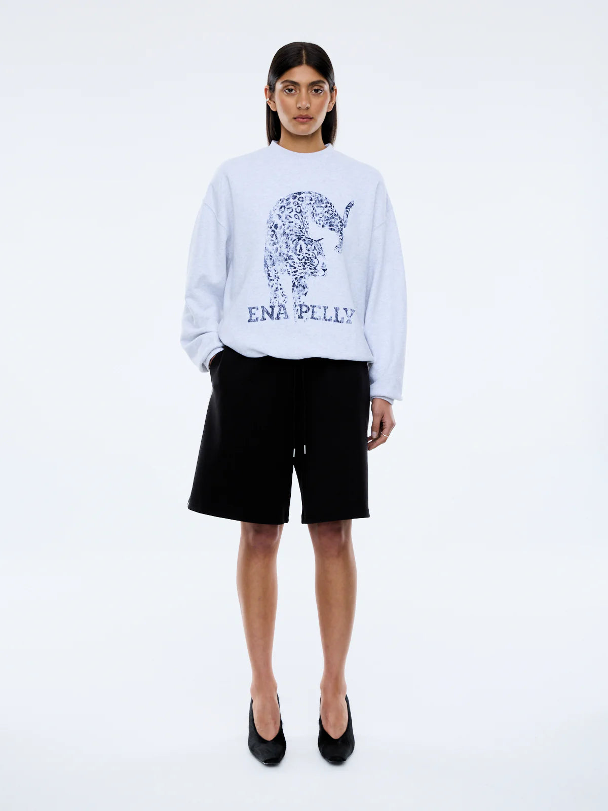 ENA Pelly II CRAWLING LEOPARD Sweater - white marle