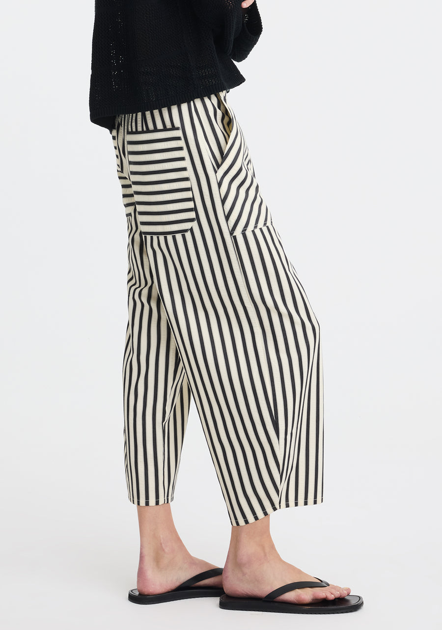 Morrison II MARINA CROP PANT - Stripe Black/Cream