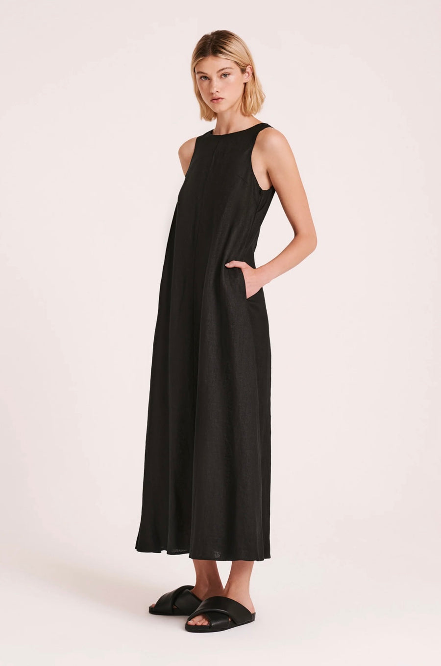 Nude Lucy II DESI Linen Maxi Dress - black