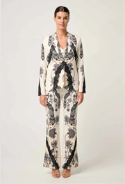OnceWas II LEANDRO Contrast Lace Trim Linen Blazer