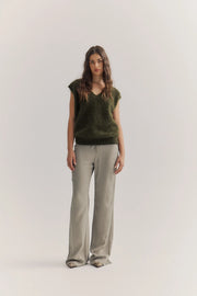 World Of Nomads II EBONY Cashmere Vest - Moss