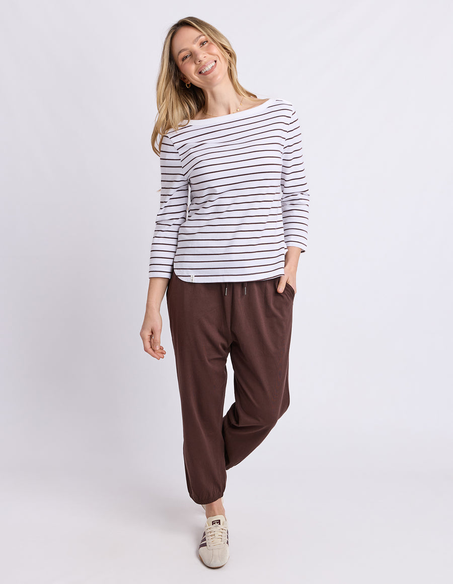 Elm Lifestyle II ELIZA Boat neck tee - choc stripe