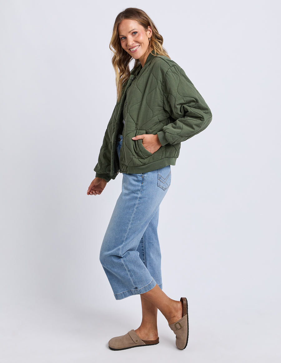 Elm Lifestyle II JEAN Quilted BOMBER Jacket - clover