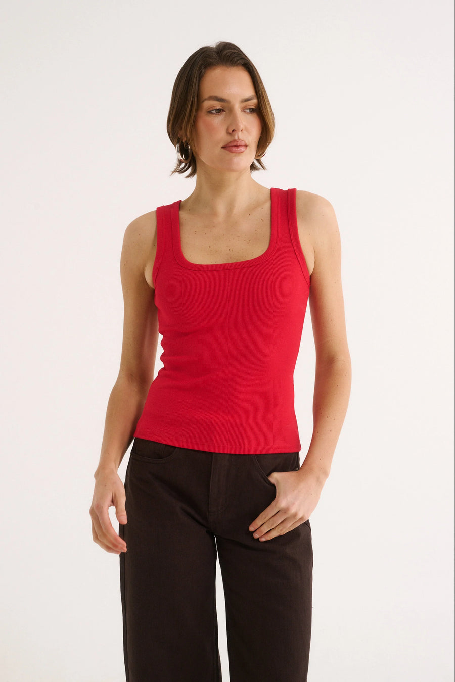 PRIMI II HARMONY SQUARE NECK TANK - Red