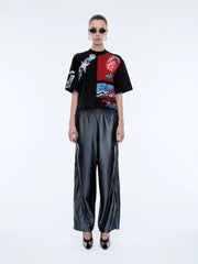 ENA Pelly II FLAMING Rose Patchwork Tee - Washed Black