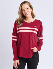 Elm Lifestyle II ADORA Stripe Long Sleeve Tee - maroon