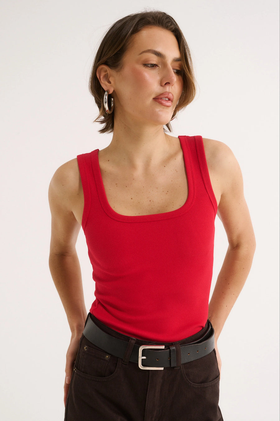 PRIMI II HARMONY SQUARE NECK TANK - Red