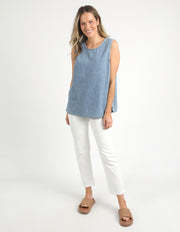 Elm Lifestyle II CURTIS Chambray Tank - Blue Wash