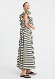Morrison II MARINA SCALLOP MAXI DRESS - Stripe Black/Cream