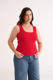 PRIMI II HARMONY SQUARE NECK TANK - Red
