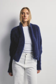 World Of Nomads II ZOE Cropped Open Cashmere Cardigan - Navy
