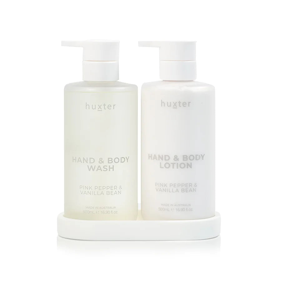 Huxter II WASH & LOTION GIFT SET with silicone tray - Pink Pepper/Vanilla Bean