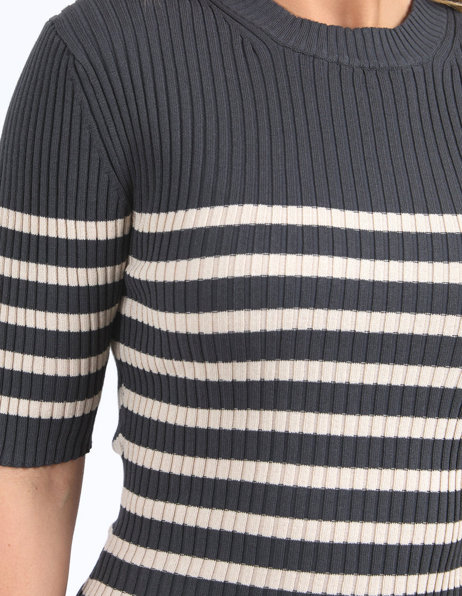 Foxwood II SYDNEY Knit Stripe Top - charcoal