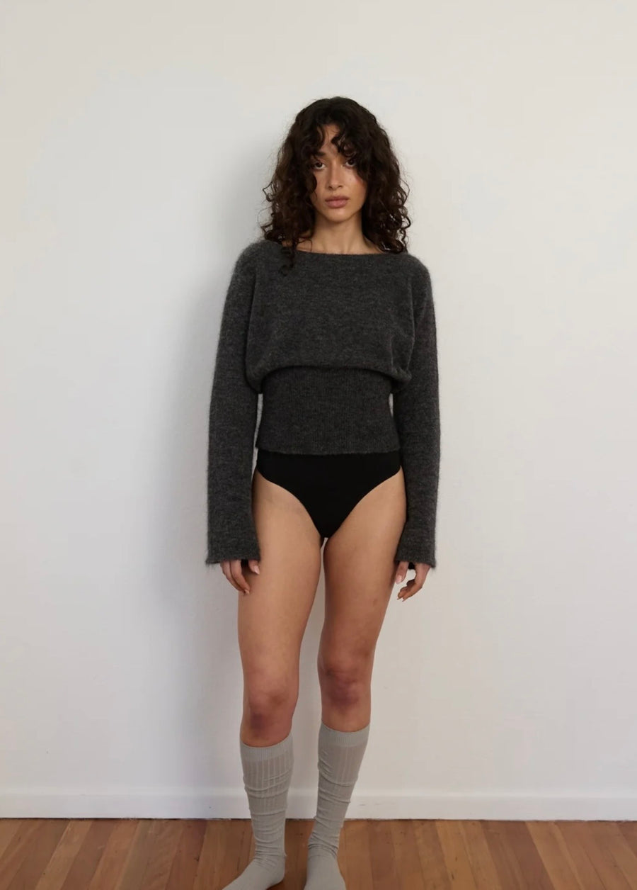 Pinky & Kamal II RIBBED mohair mix knit - dark grey