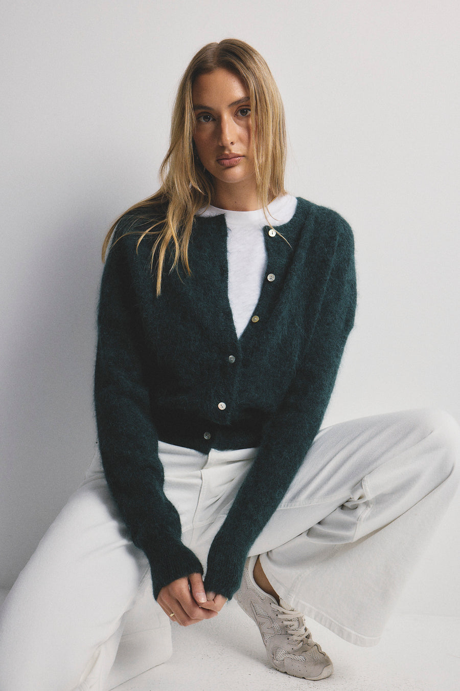 World Of Nomads II AVA Alpaca Cardigan - Dark Green
