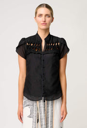 Oncewas II DALIA Diamond Smock Yoke Shirt - black