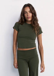 Pinky & Kamal II CROPPED BABY Tee - khaki