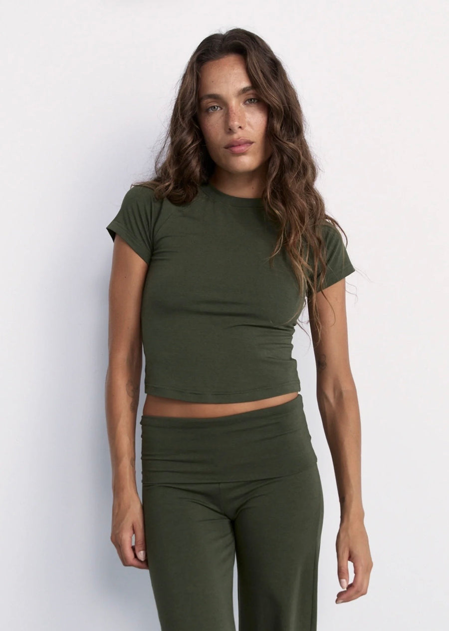 Pinky & Kamal II CROPPED BABY Tee - khaki