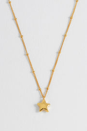 Estella Bartlett II Hand Drawn Star Pendant on Beaded Chain Necklace - Gold