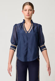 Oncewas II MUSTIQUE Embroidered Blouse - Ink