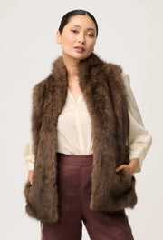Oncewas II HAZEL Petite FAUX FUR Vest - walnut