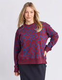 Freedom Floral Crew - Plum/Pattern
