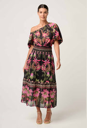 OnceWas II CORDELIA Placement Silk Cotton Skirt - Anthos Lotos