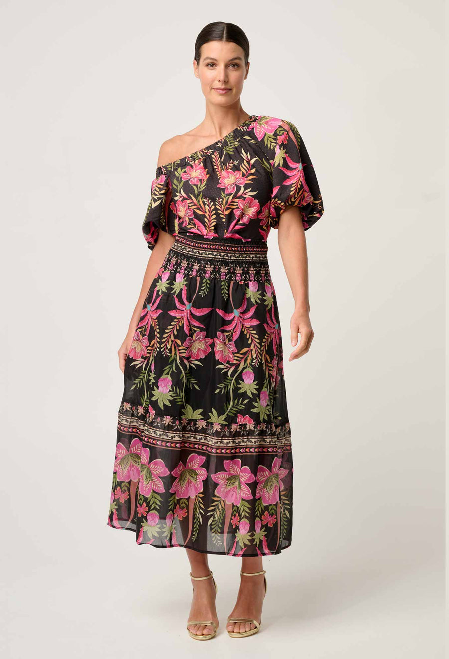 OnceWas II CORDELIA Placement Silk Cotton Skirt - Anthos Lotos
