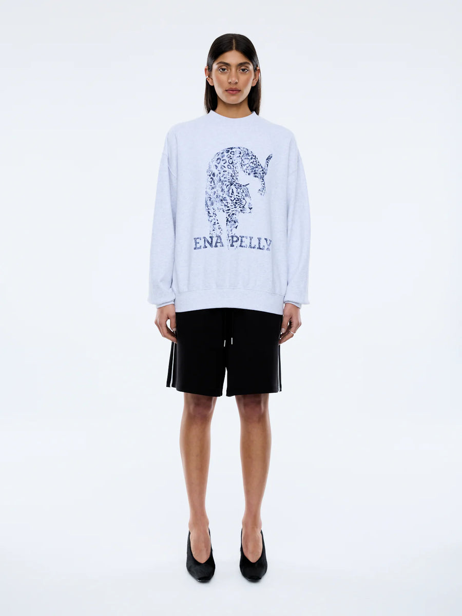 ENA Pelly II CRAWLING LEOPARD Sweater - white marle