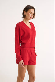 PRIMI II CHARLOTTE V NECK JUMPER - Red