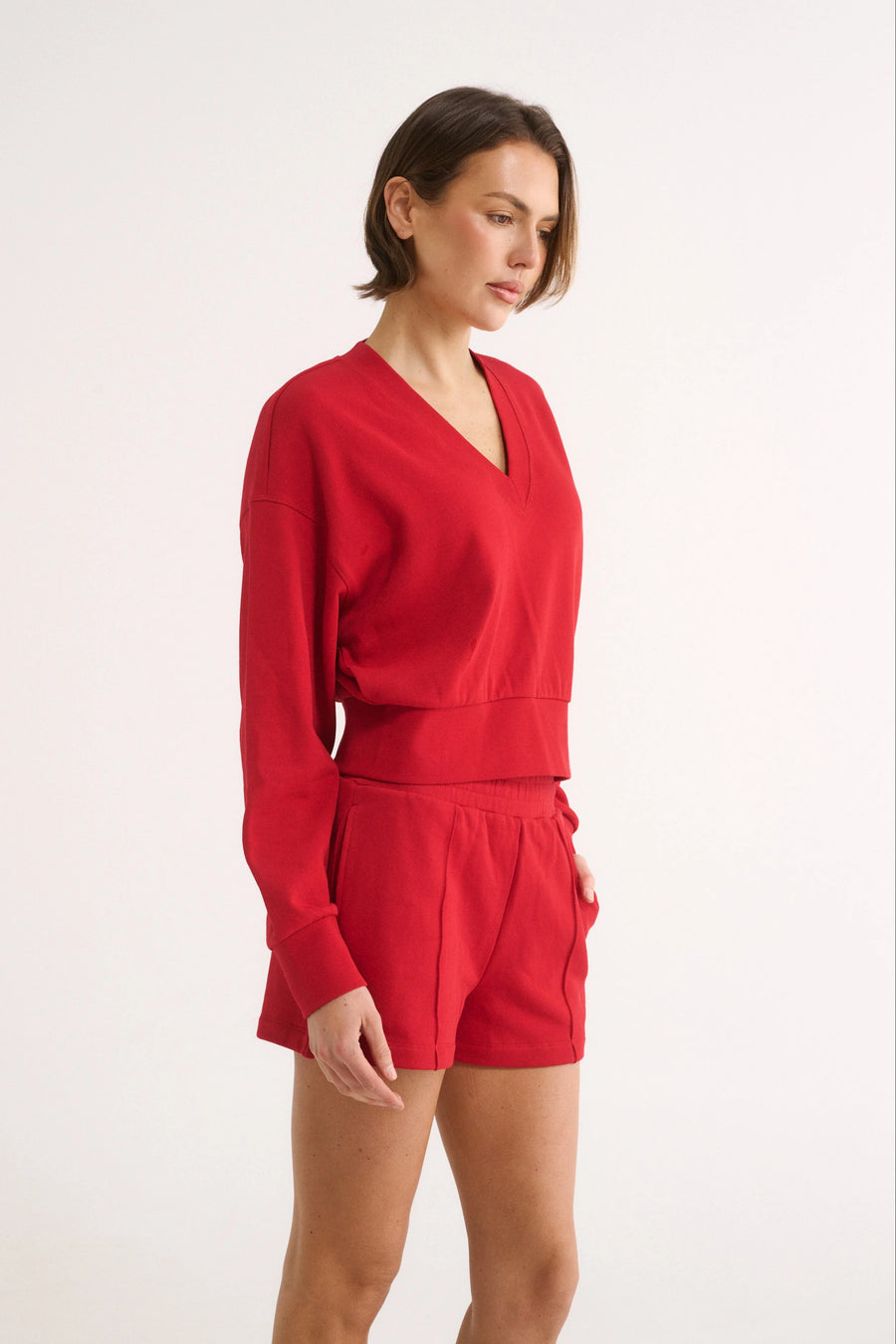 PRIMI II CHARLOTTE V NECK JUMPER - Red