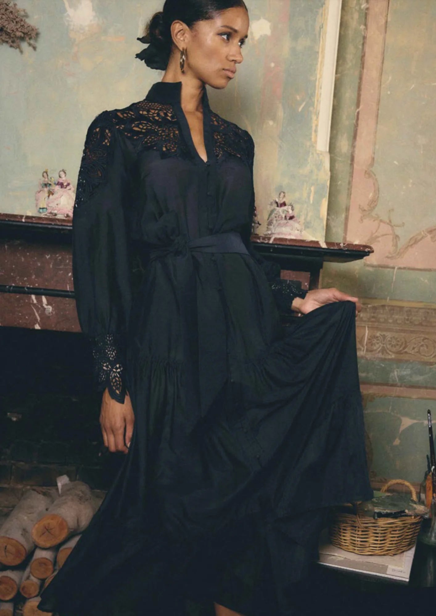 OnceWas II MIRADOR Cotton Silk Maxi Dress - Night Sky