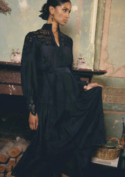 OnceWas II MIRADOR Cotton Silk Maxi Dress - Night Sky