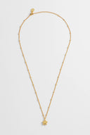 Hand Drawn Star Pendant On Beaded Chain Necklace - Gold