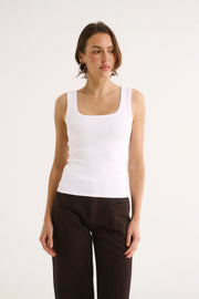 PRIMI II HARMONY SQUARE NECK TANK - White