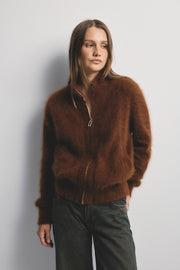 World Of Nomads II FELIX Zip Up Cashmere Bomber - Chocolate