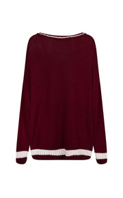 ARAMINTA JAMES II MARSEILLE Knit V-Neck Sweater - Red Wine
