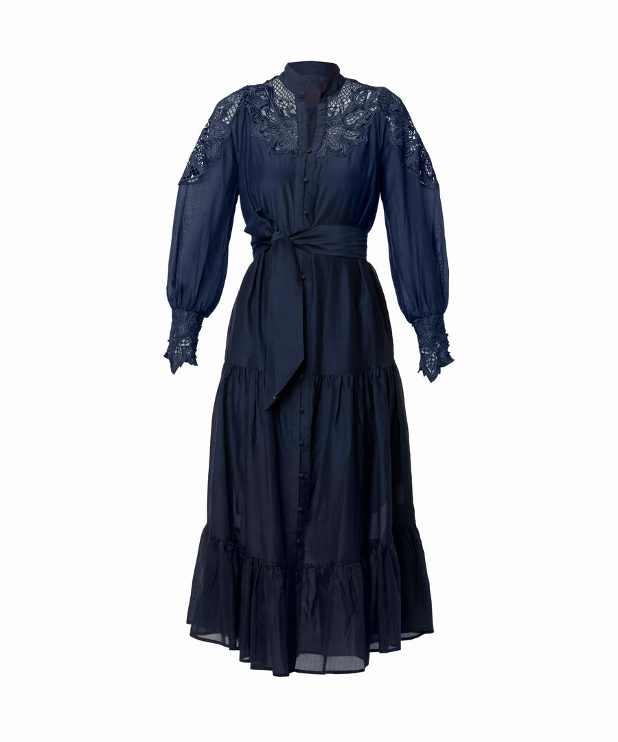 OnceWas II MIRADOR Cotton Silk Maxi Dress - Night Sky