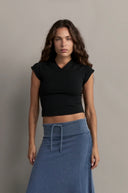 90’S V Neck T Shirt - Black