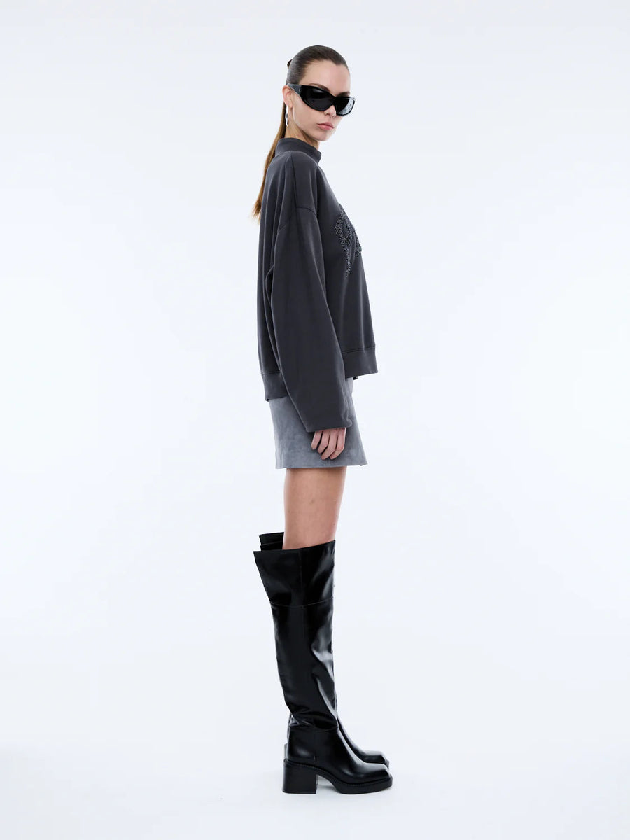 ENA Pelly II GLITTER Collegiate Sweatshirt - Off Black