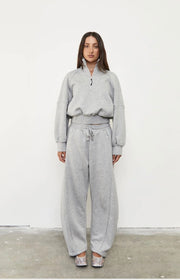 Pinky & Kamal II BARREL FLEECE TRACK PANT - Grey Marle