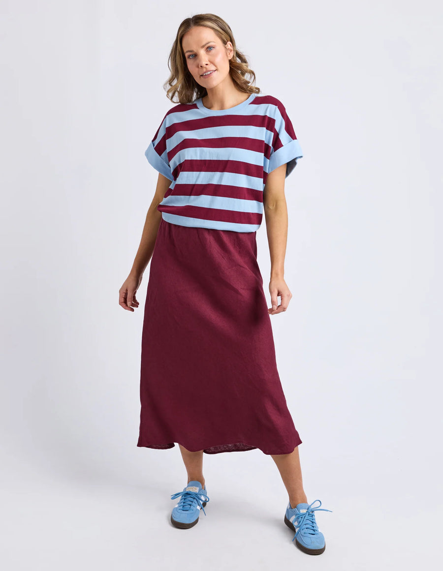 Elm Lifestyle II ELENI Bias Linen Skirt - plum